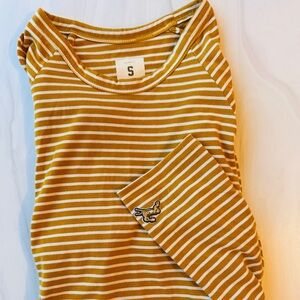 Tracksmith Horizon Long Sleeve Mustard and White - Women’s Small